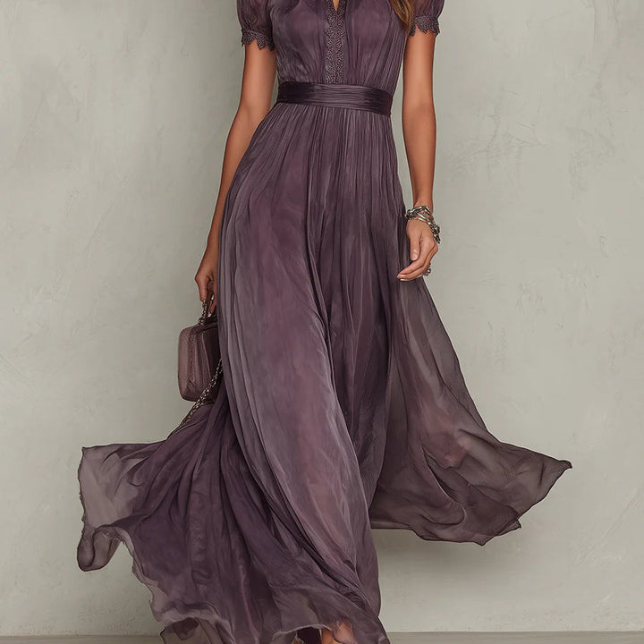 Julie | Maxi Dress with Chiffon Lace Trim