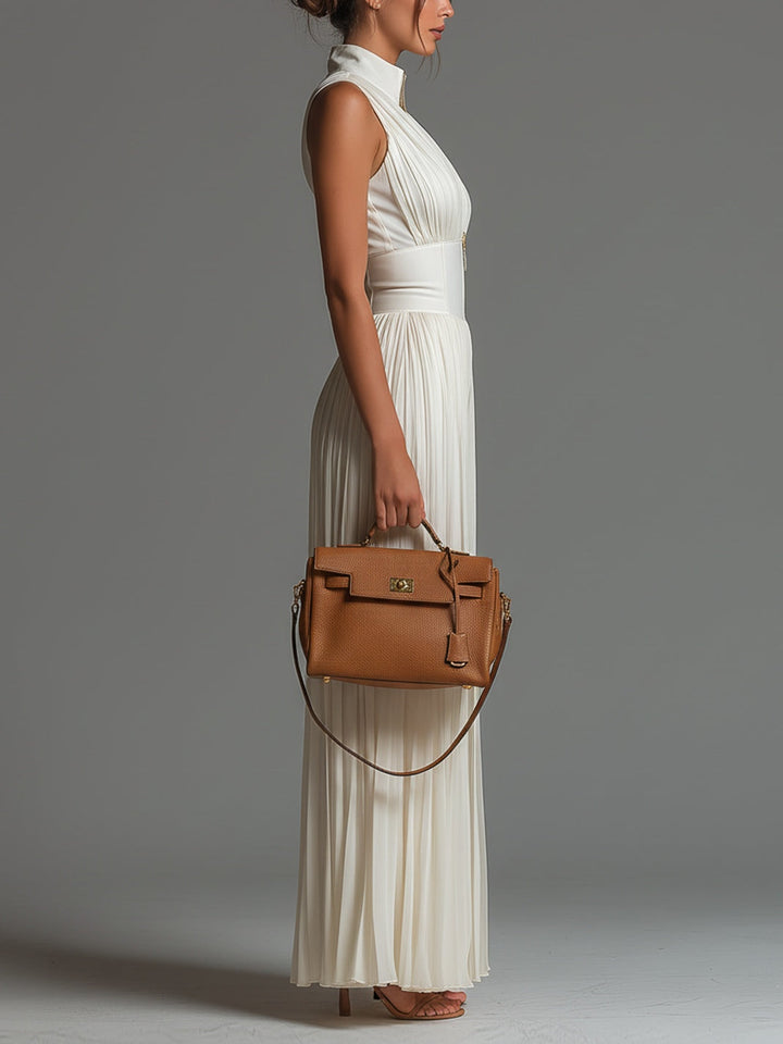 ESSENTIAL – Women's White Pleated Chiffon Jumpsuit