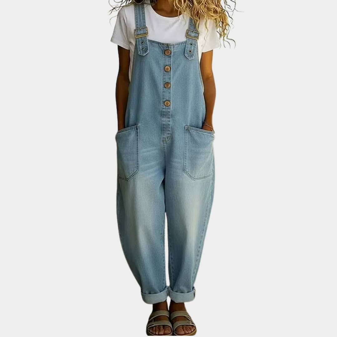 Mae | Retro-Inspired Soft Cotton Denim Overalls with Adjustable Straps