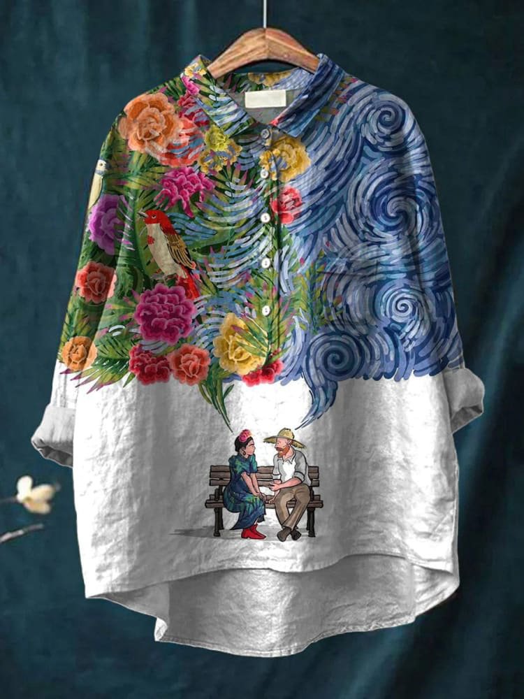 Aveline | Women's Casual Blouse - Artistic Garden Dream Design