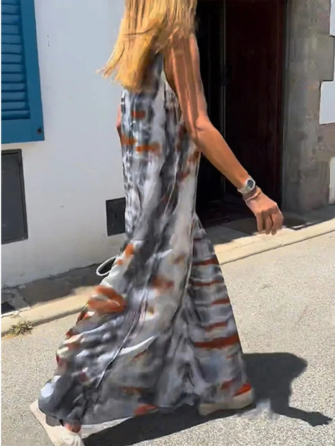 V-Neck Maxi Cami Dress in Tie-Dye