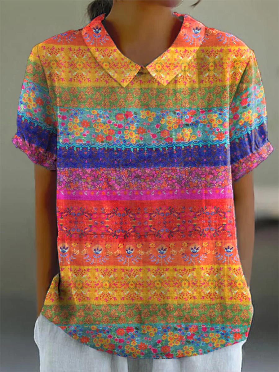 Maya | Artistic Patchwork Collar Blouse