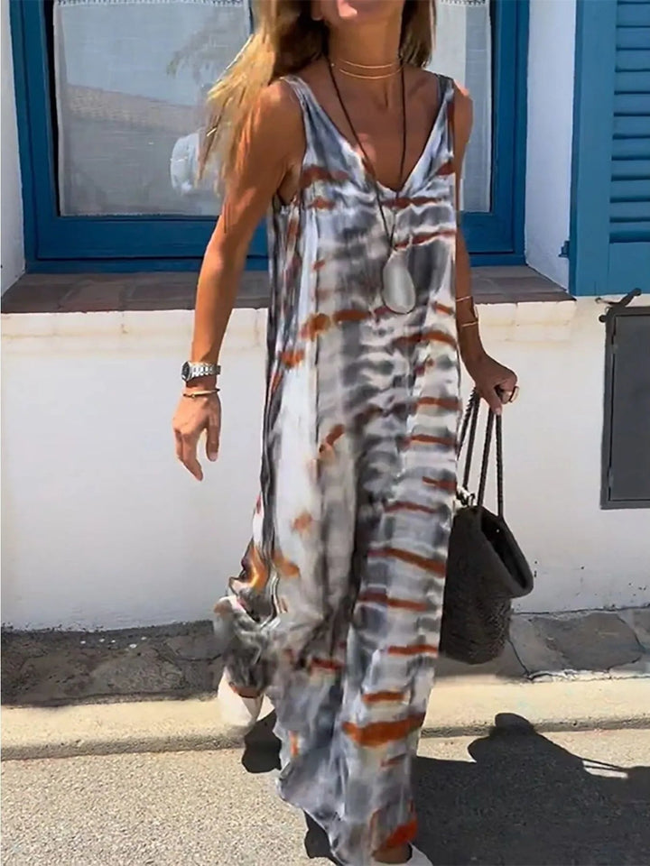 V-Neck Maxi Cami Dress in Tie-Dye