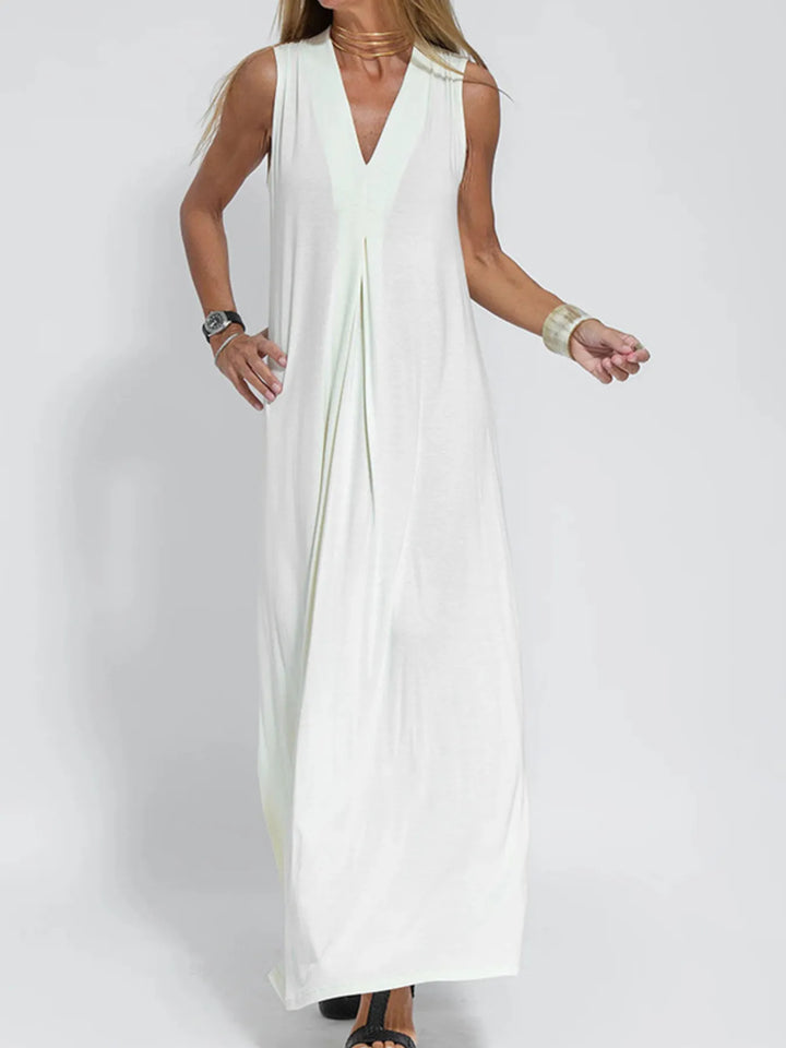 Plus Size Sleeveless Maxi Dress with V-Neck and Side Slit