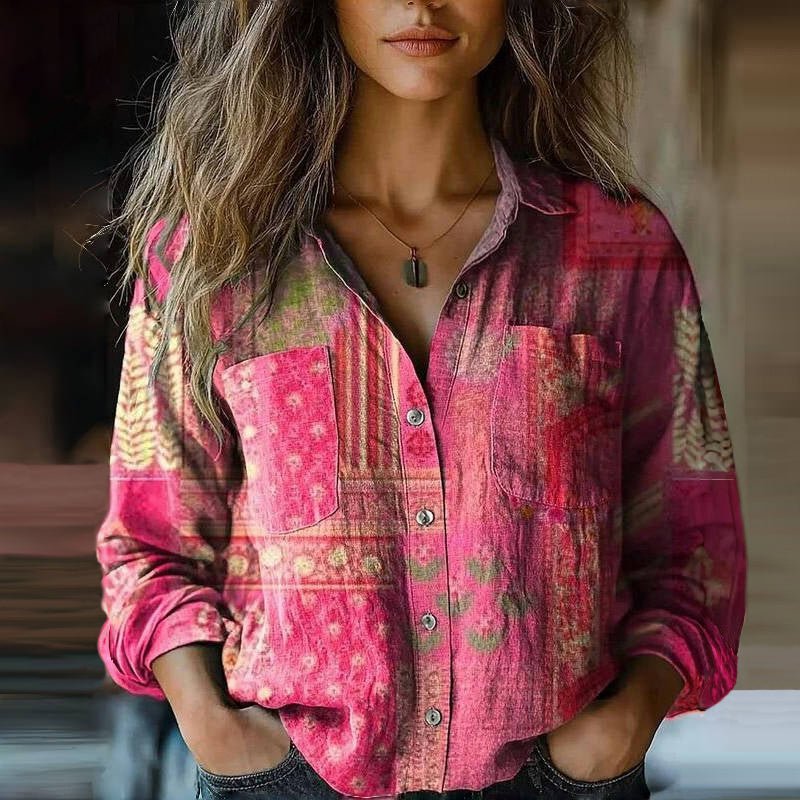 Retro Style Printed Blouse