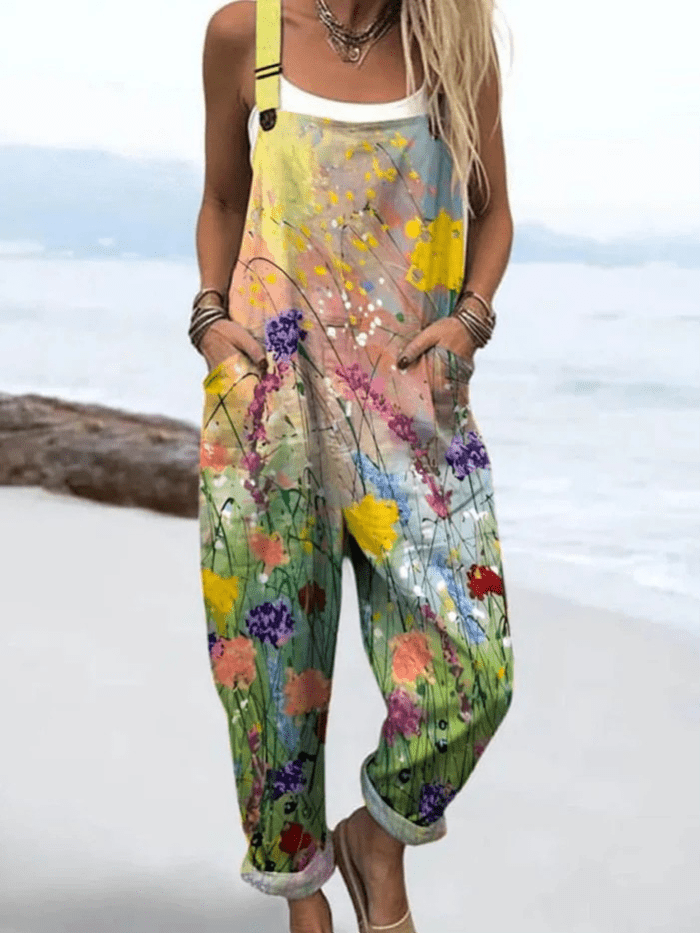 Vintage-Inspired Daisy Jumpsuit in Light Wash