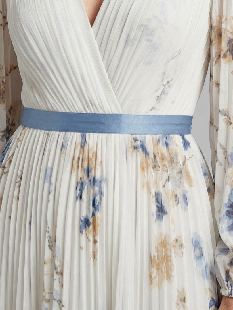 Lavinia | Floral Maxi Dress with Long Sleeves and V-Neck