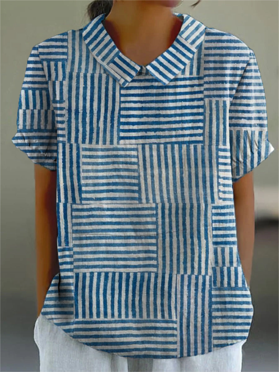 Amelia | Artistic Patchwork Collar Blouse