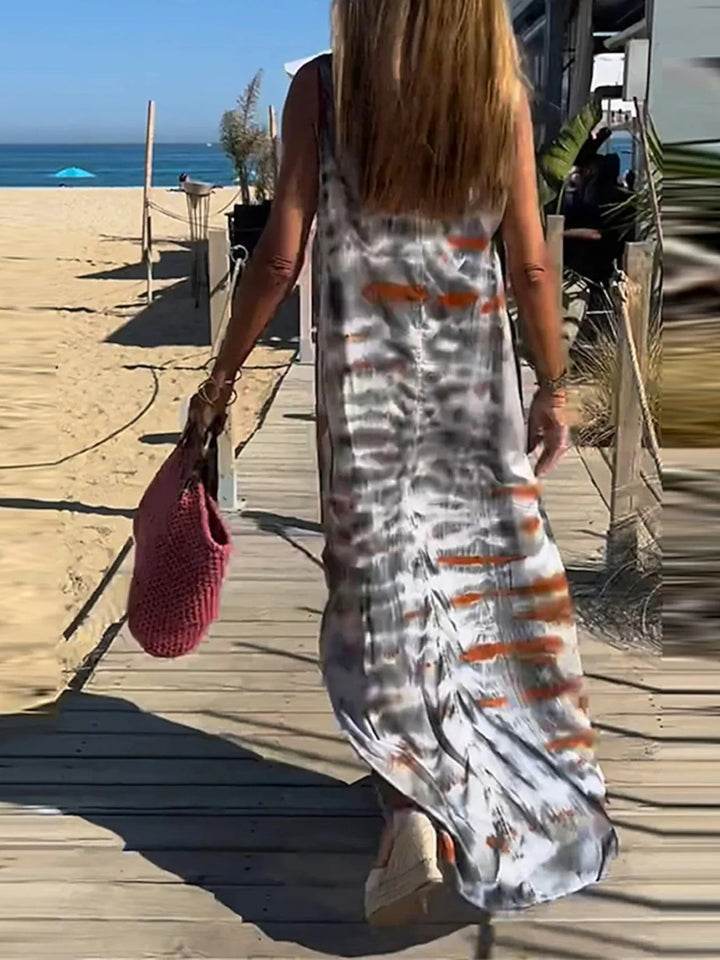 V-Neck Maxi Cami Dress in Tie-Dye