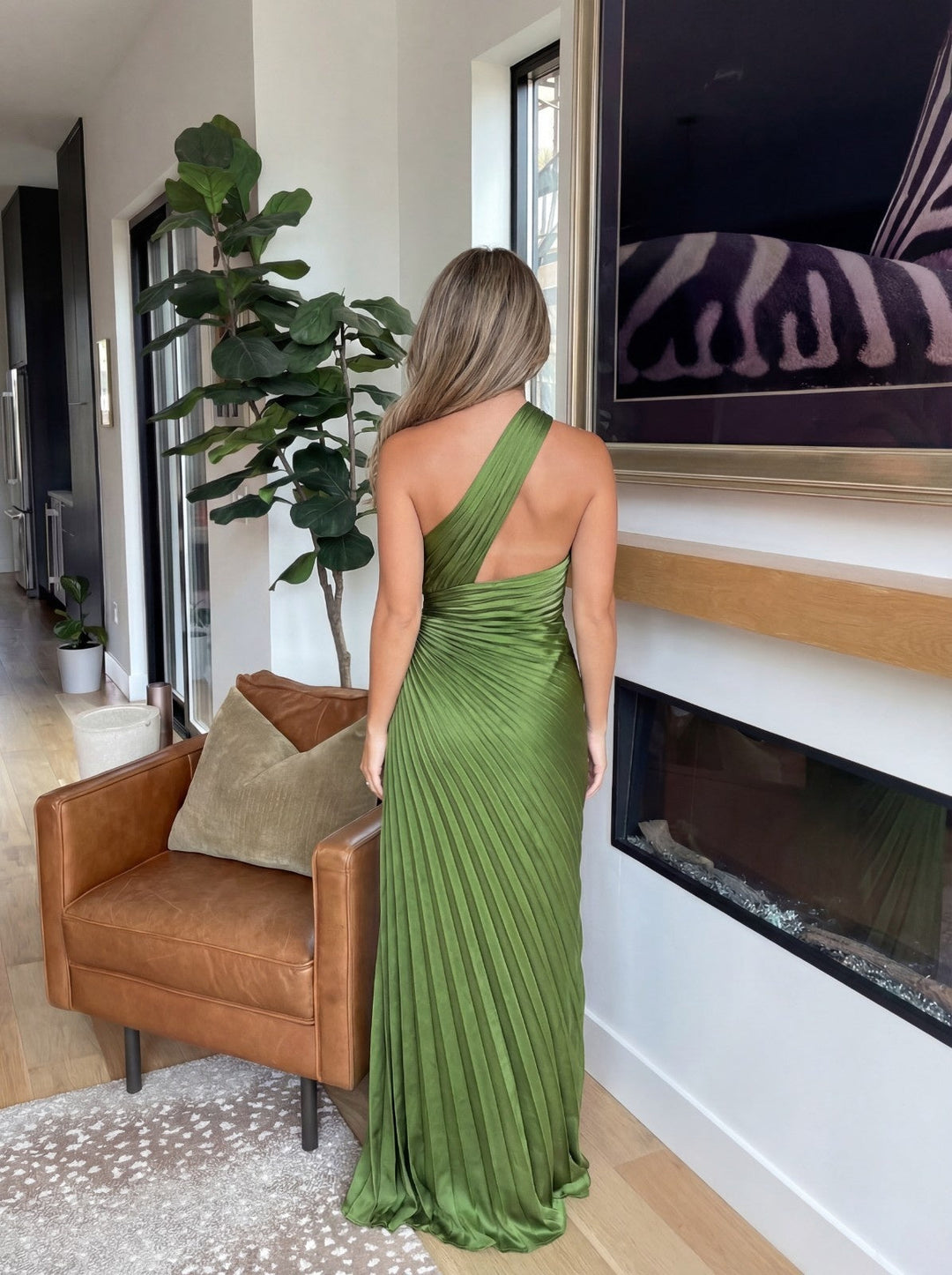 Aurelia – Asymmetrical Pleated One-Shoulder Dress