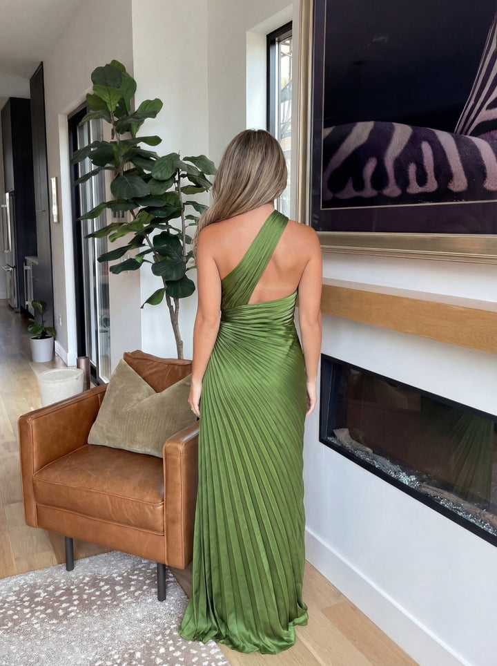Aurelia – Asymmetrical Pleated One-Shoulder Dress