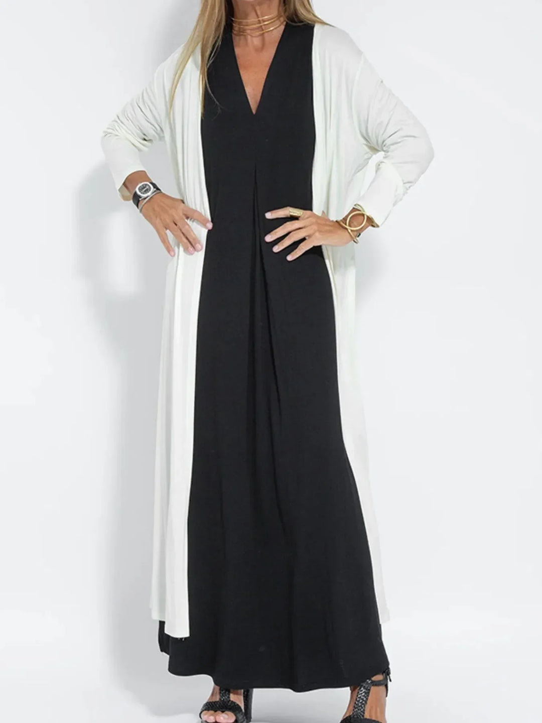 Plus Size Sleeveless Maxi Dress with V-Neck and Side Slit