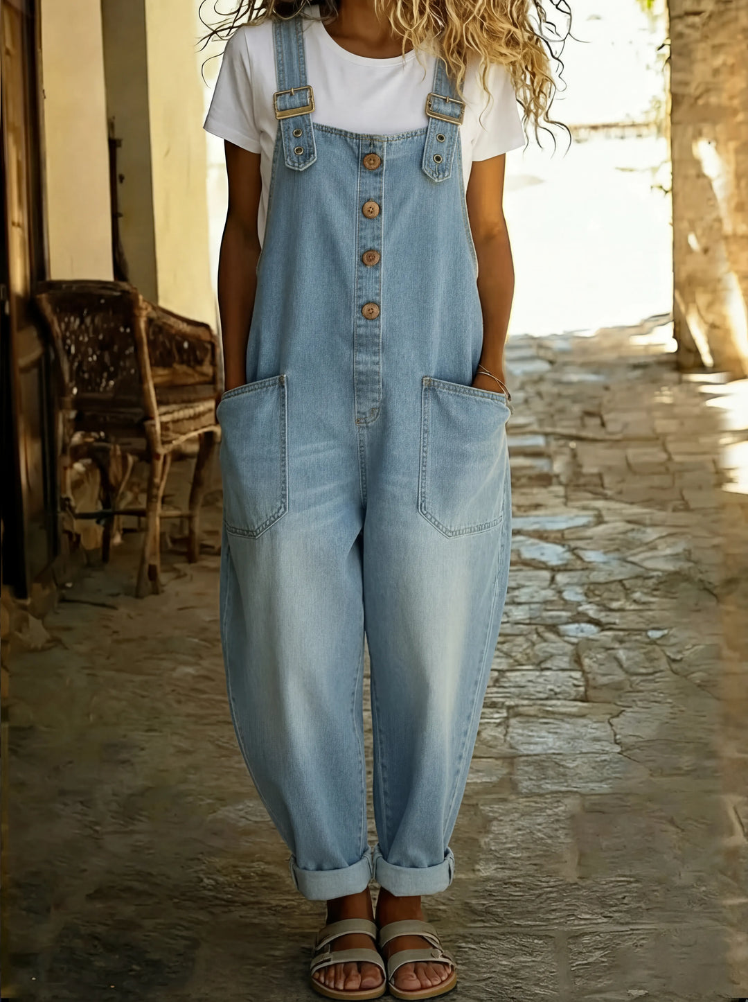 Léa™ - Casual Denim Overall with Adjustable Buckle