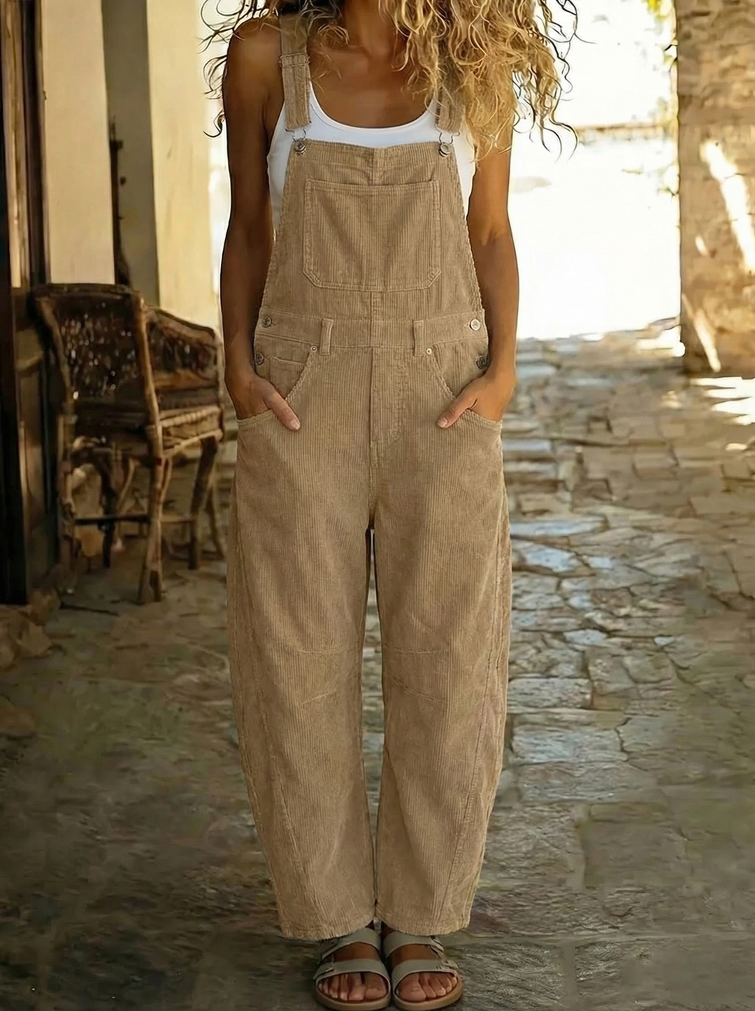 Léa™ - Casual Linen Overall with Adjustable Straps