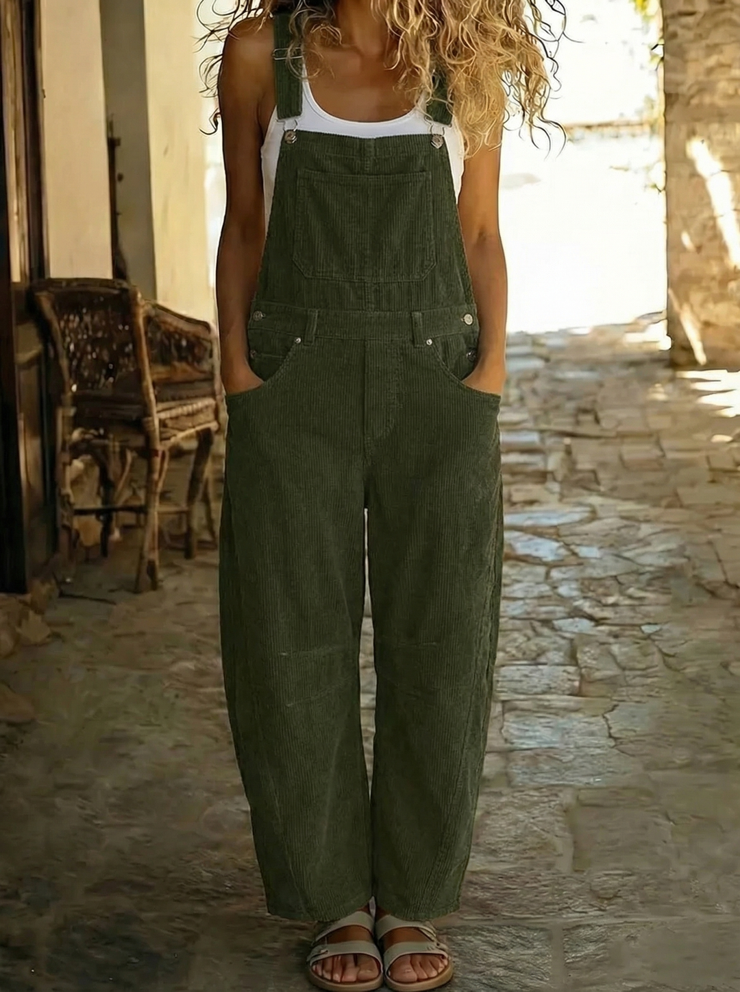 Olive™ - Loose cotton overalls with adjustable straps