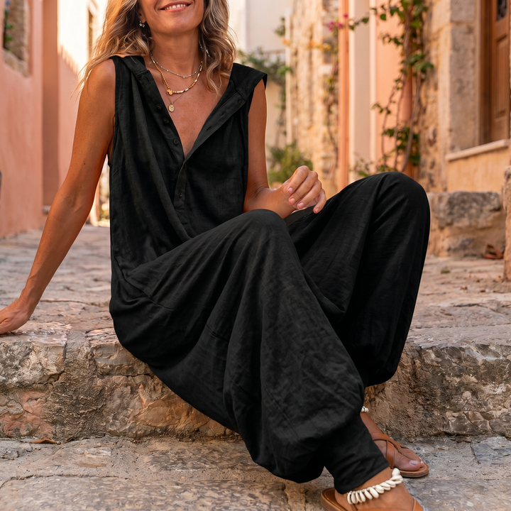 Cozy Sleeveless Jumpsuit with Button Front