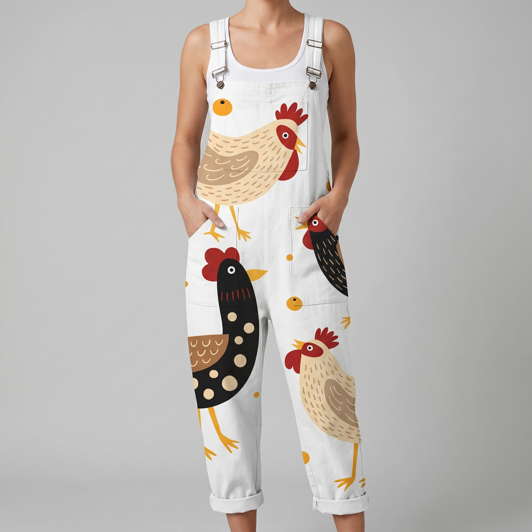 Greta™ | Bohemian Chicken Print Jumpsuit