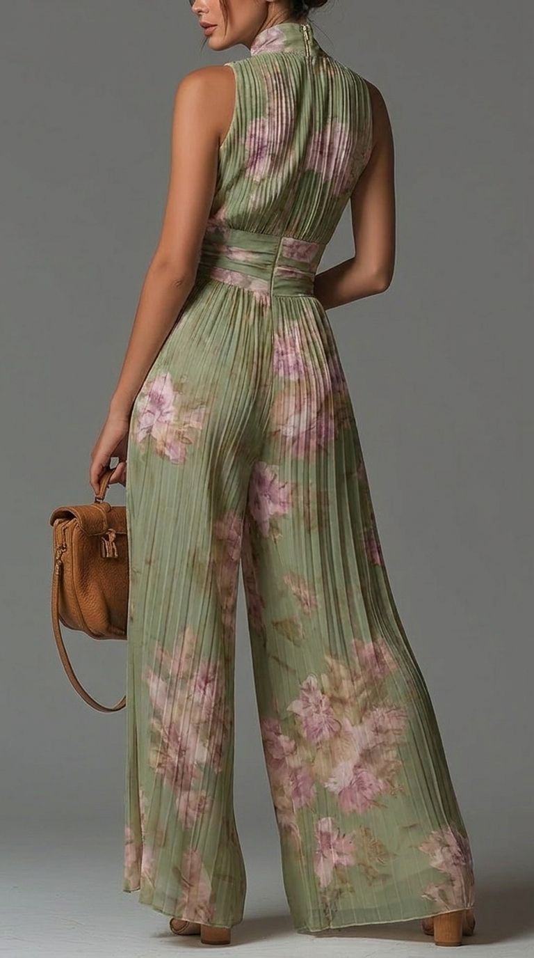 Essential Floral Chiffon Pleated Jumpsuit