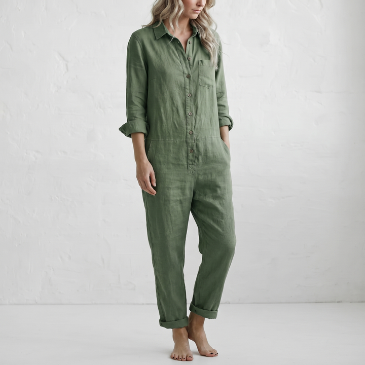 LooseStitch™ Women's Long Sleeve Button-Up Jumpsuit