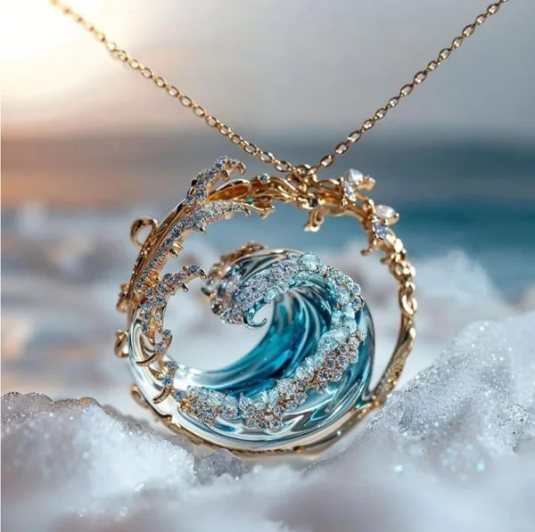 Esther | Ocean Wave Crystal Necklace