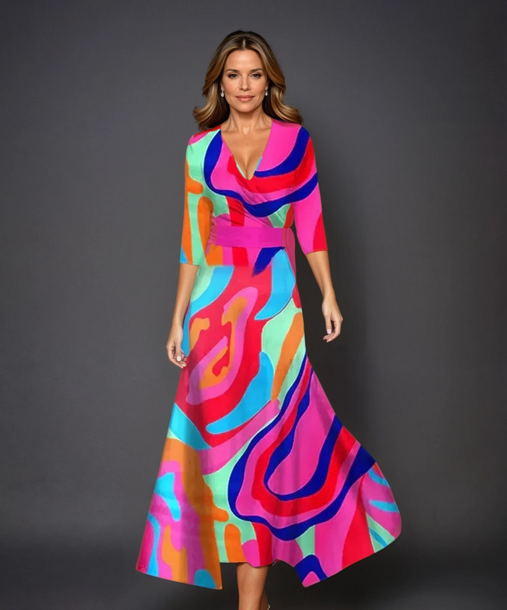 Aria™ | Elegant Floral Print Dress