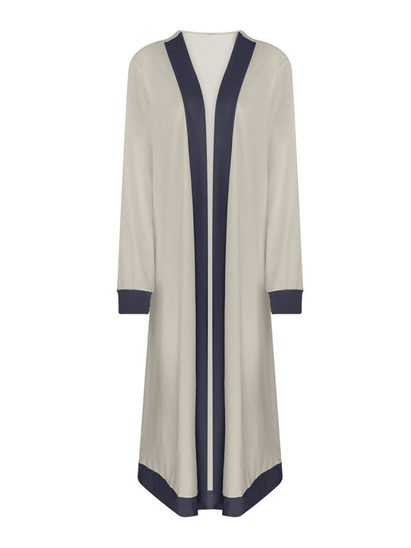 Two-Piece Set: Sleeveless Vest and Cardigan Jacket with Contrasting Color Trousers