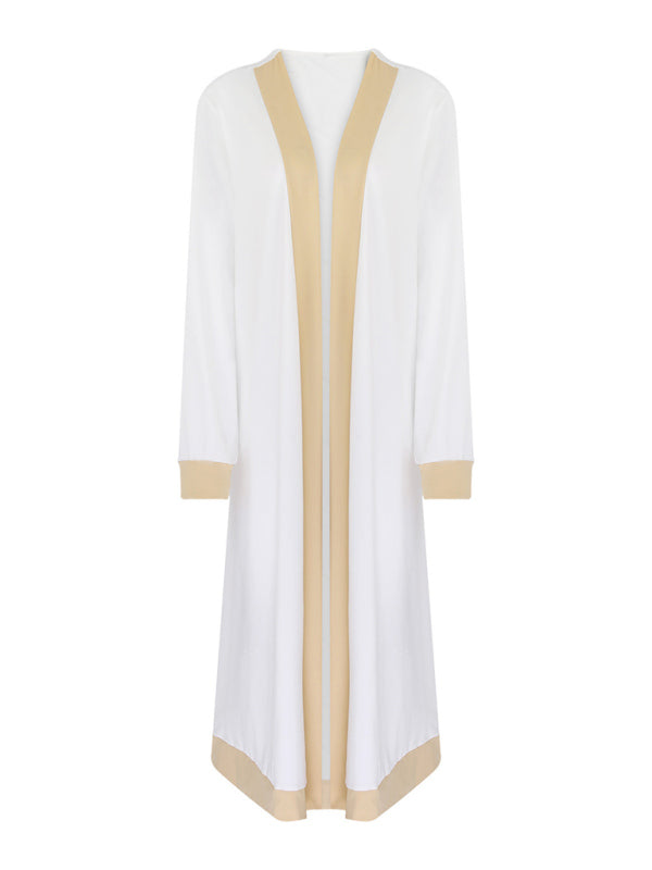 Two-Piece Set: Sleeveless Vest and Cardigan Jacket with Contrasting Color Trousers