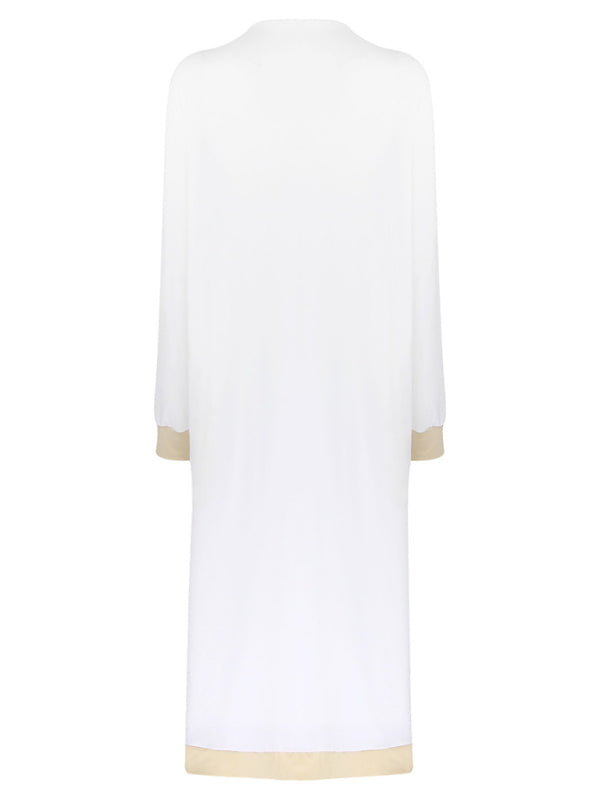 Two-Piece Set: Sleeveless Vest and Cardigan Jacket with Contrasting Color Trousers
