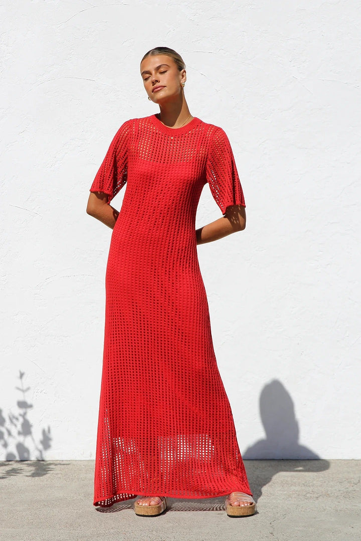 ESSENTIAL - Airlie Natural Crochet Maxi Dress
