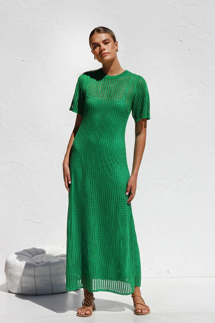 ESSENTIAL - Airlie Natural Crochet Maxi Dress