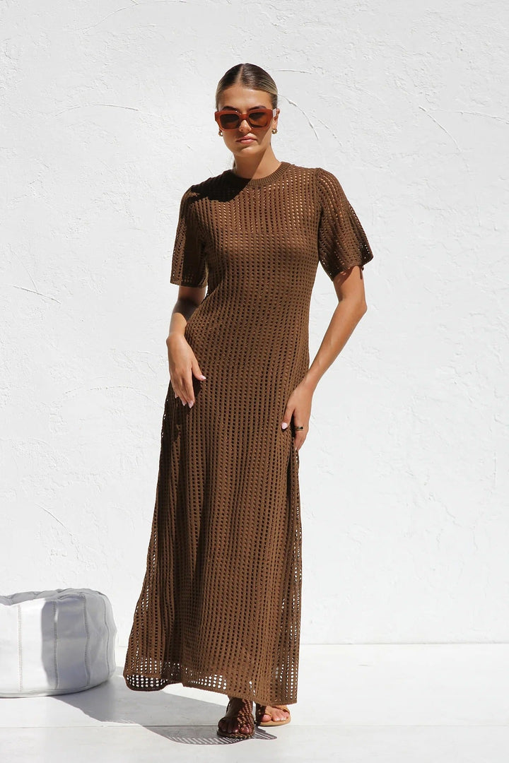 ESSENTIAL - Airlie Natural Crochet Maxi Dress