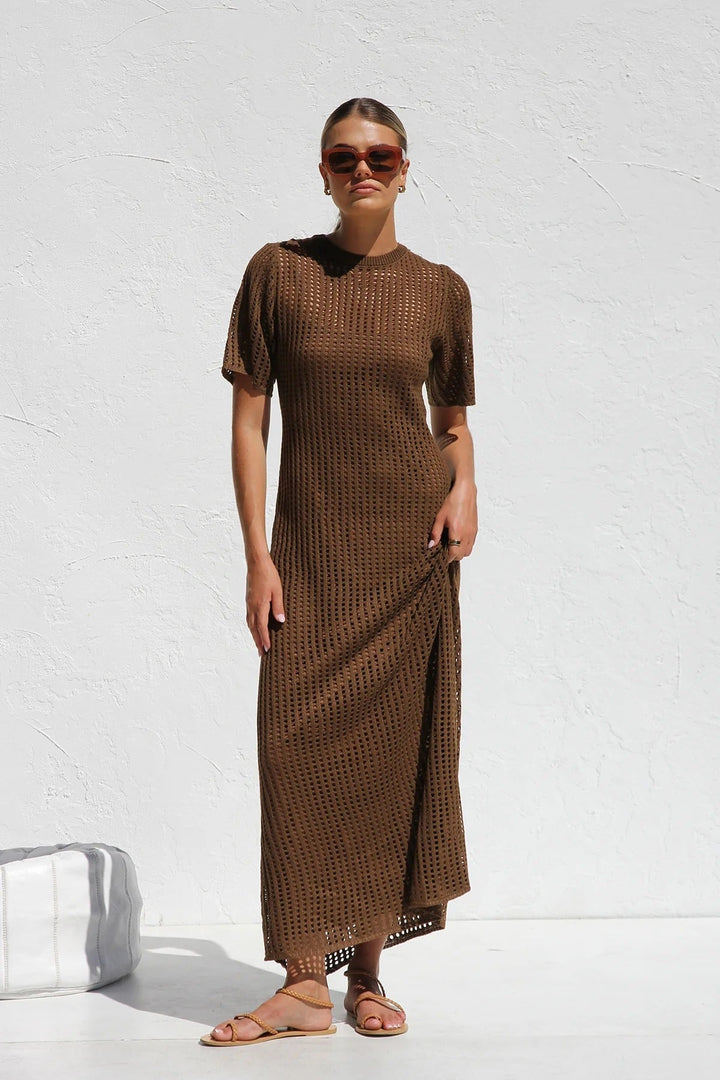 ESSENTIAL - Airlie Natural Crochet Maxi Dress