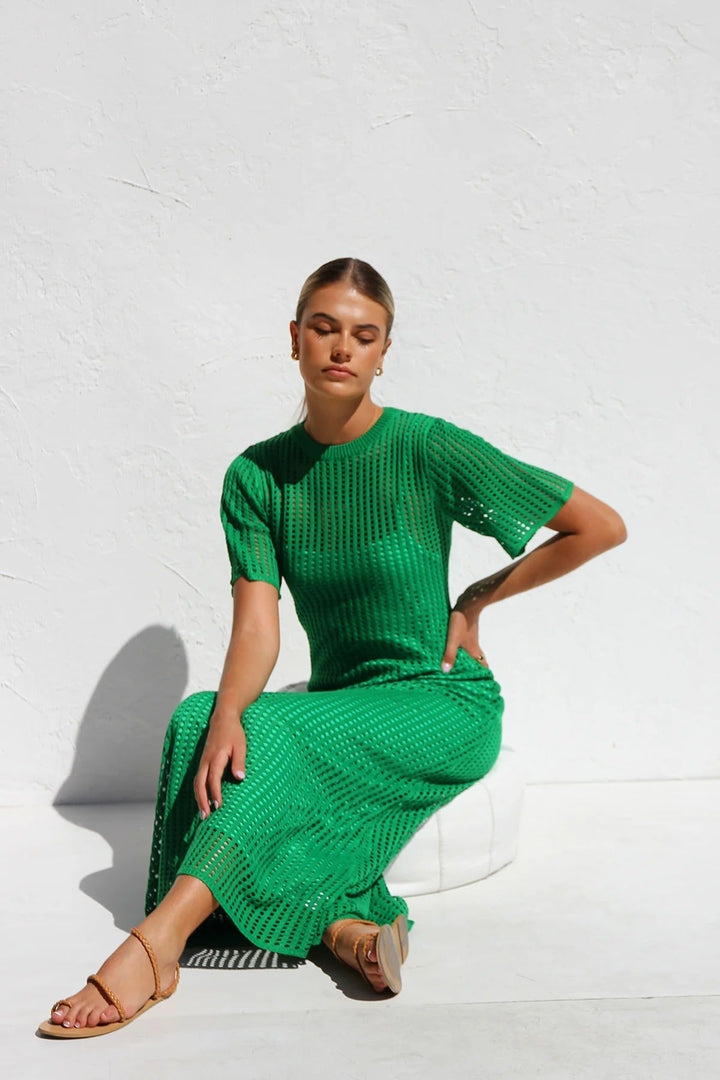 ESSENTIAL - Airlie Natural Crochet Maxi Dress