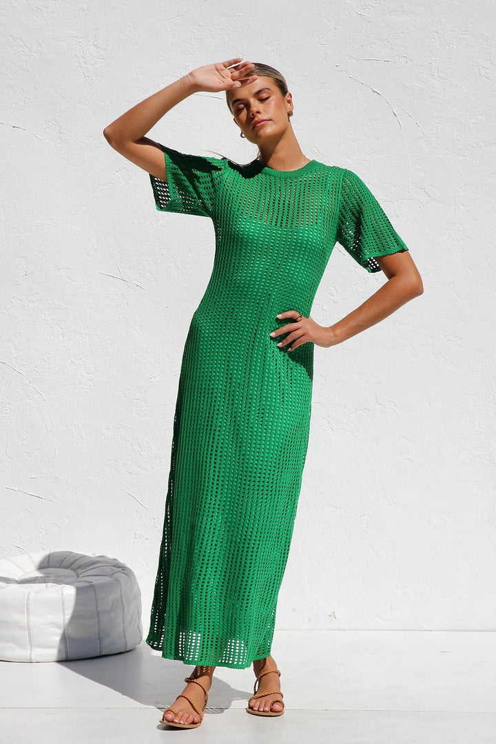 ESSENTIAL - Airlie Natural Crochet Maxi Dress
