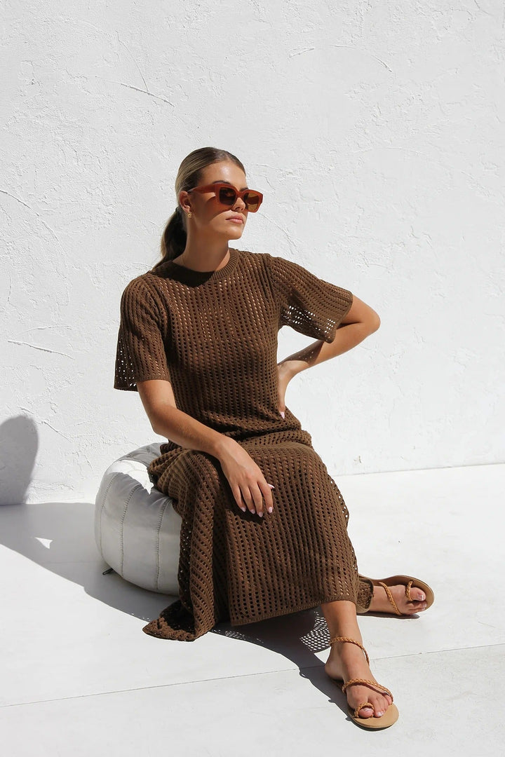 ESSENTIAL - Airlie Natural Crochet Maxi Dress