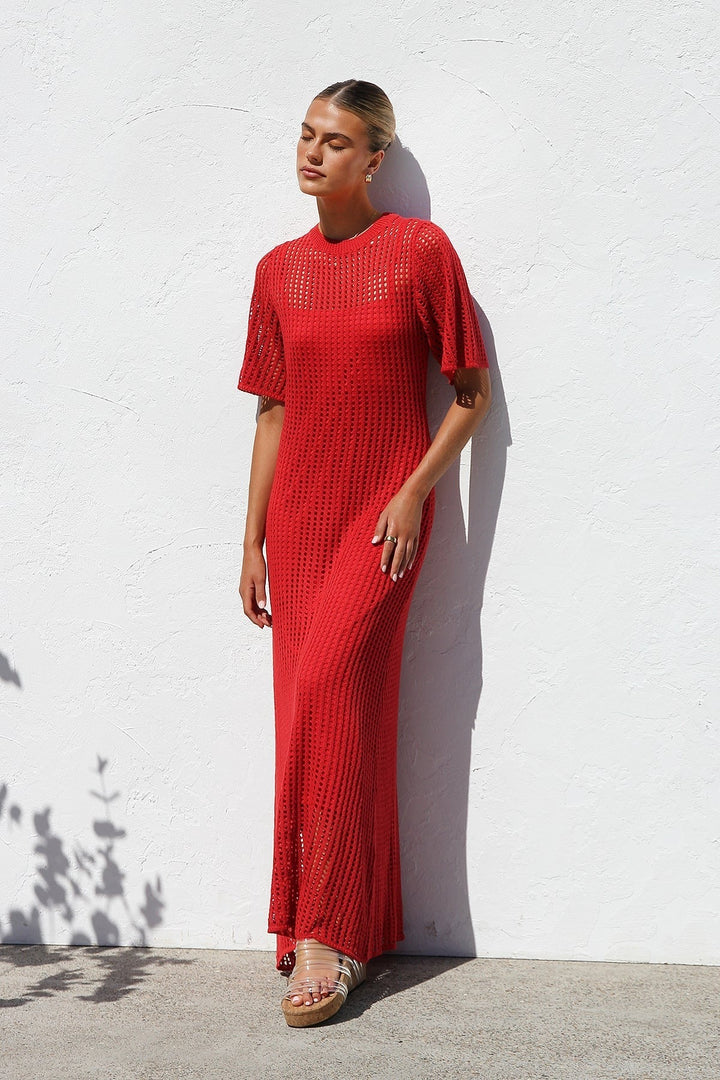 ESSENTIAL - Airlie Natural Crochet Maxi Dress