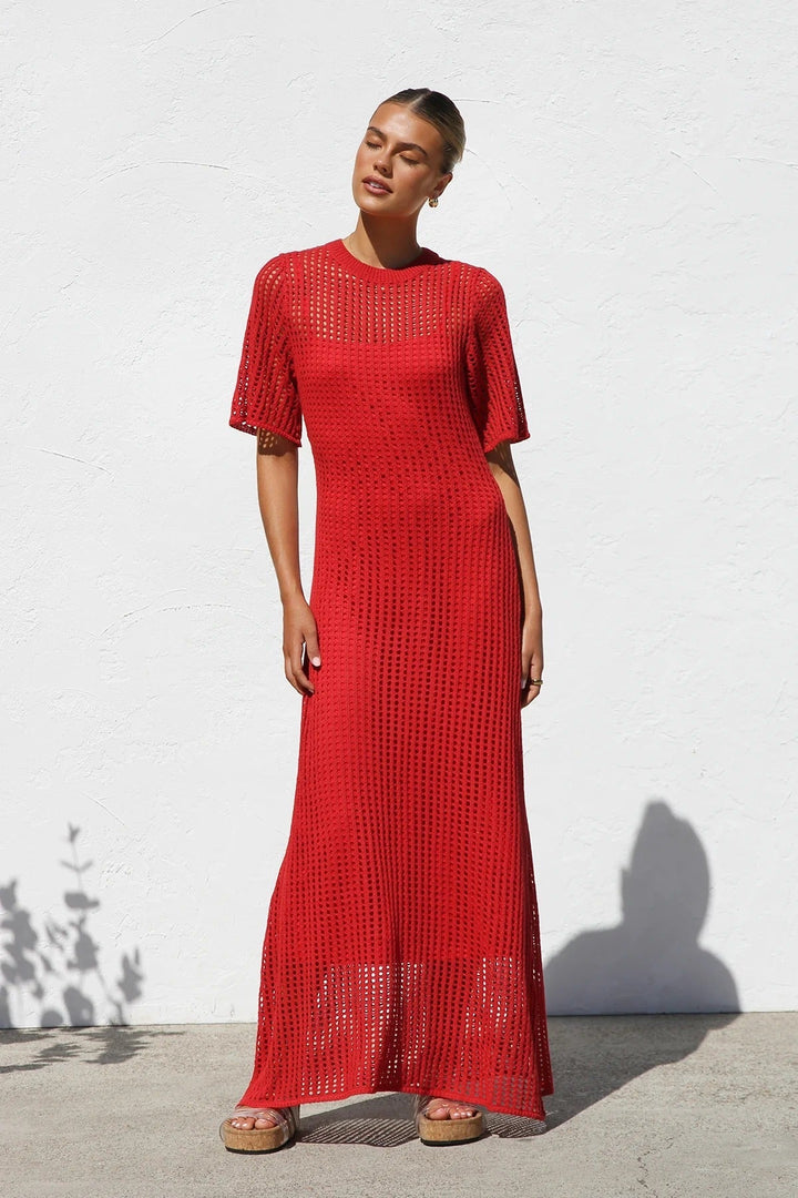 ESSENTIAL - Airlie Natural Crochet Maxi Dress