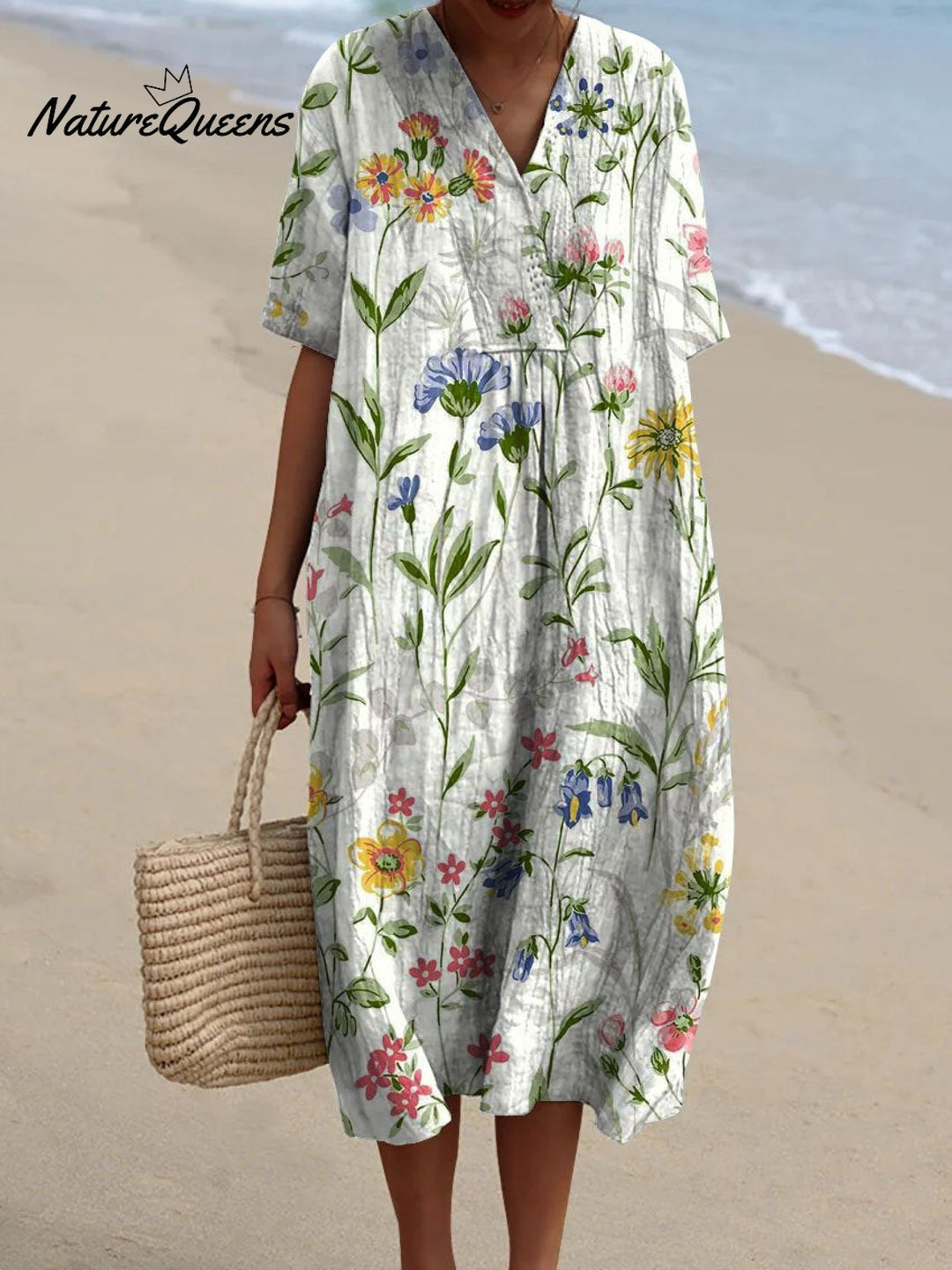 Women's Vintage Floral Casual Flowing Dress Beach