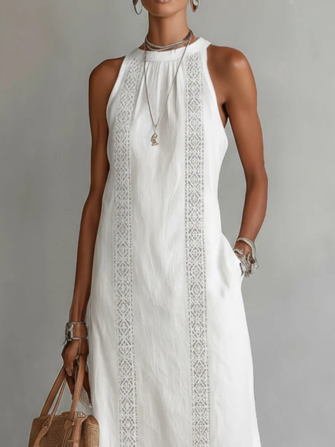 Aurora | Sleeveless Lace Detail Midi Dress