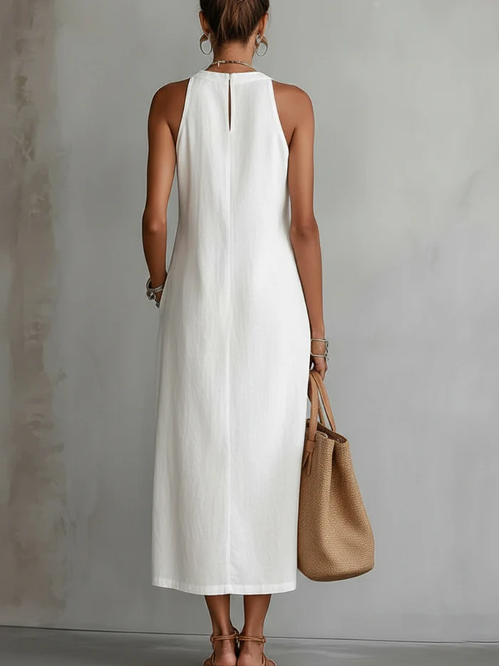 Celine | Sleeveless Lace Detail Midi Dress
