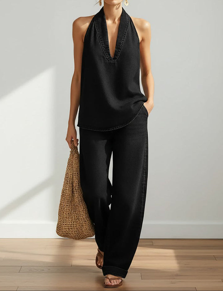 Ivy | Soft Vintage Washed Denim-Inspired Two-Piece Set