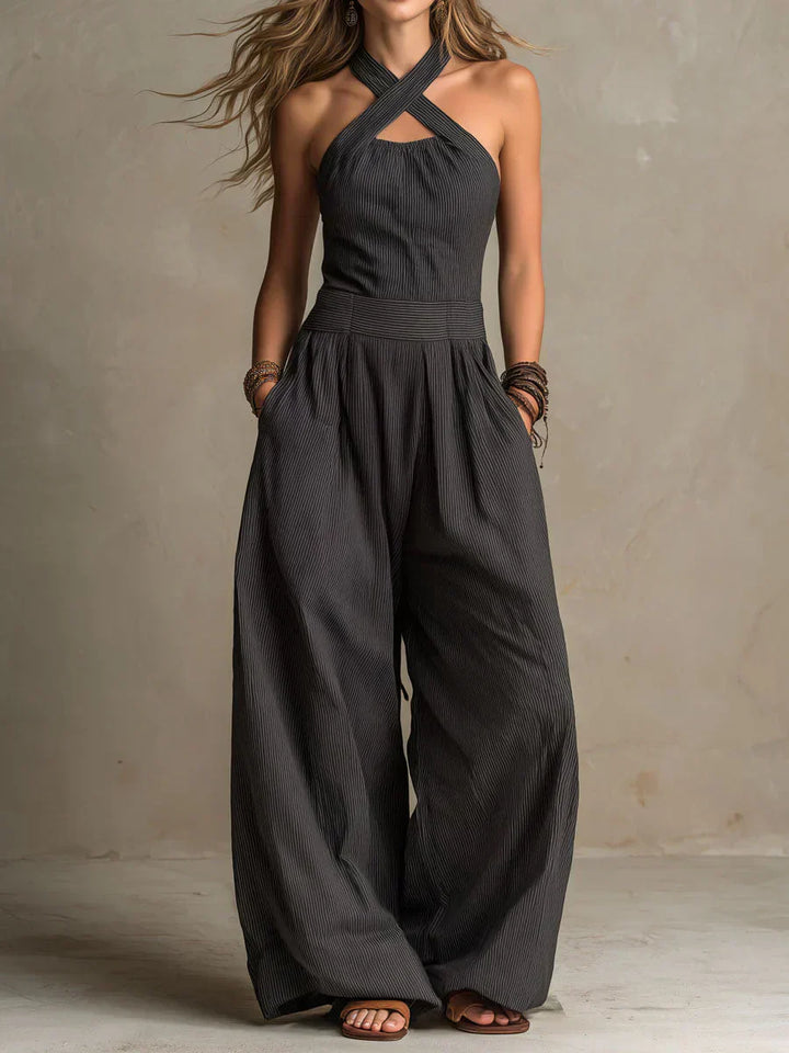 Fiorenzae™ | Chic Wide-Leg Crossover Jumpsuit