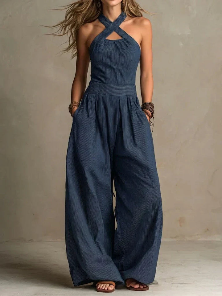 Fiorenzae™ | Chic Wide-Leg Crossover Jumpsuit