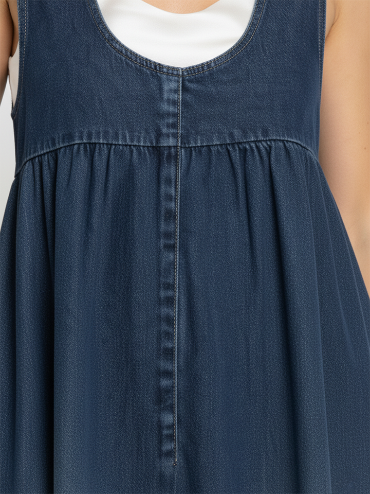 Karen | Soft Cotton-Blend Vintage Washed Denim Maxi Dress