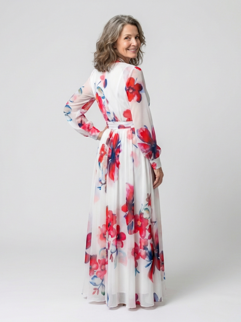 Lillian | Long Sleeve Floral Wrap Maxi Dress