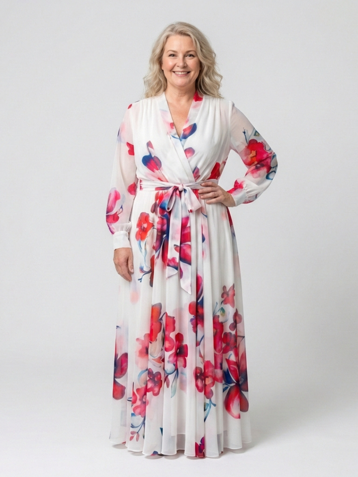 Lillian | Long Sleeve Floral Wrap Maxi Dress