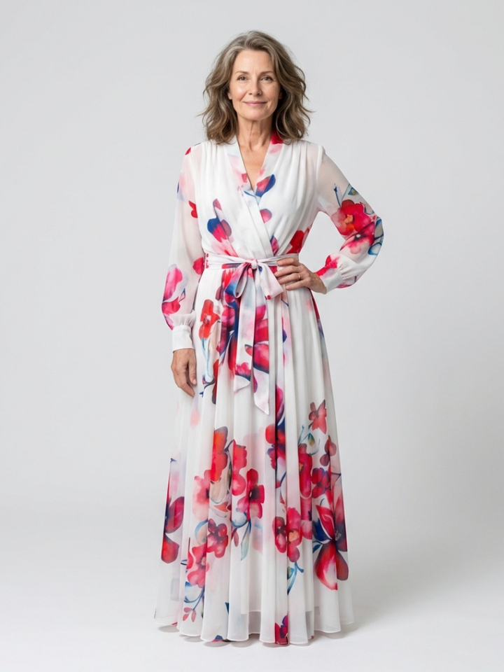 Lillian | Long Sleeve Floral Wrap Maxi Dress