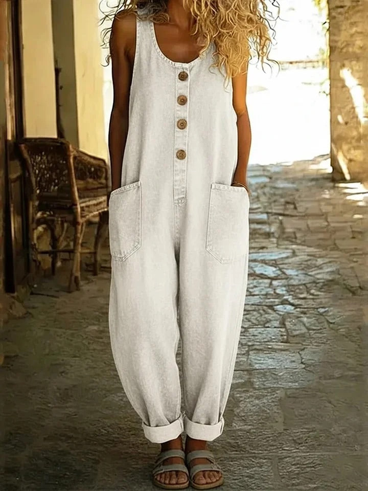 Ruth | Retro Washed Cotton Denim Overalls