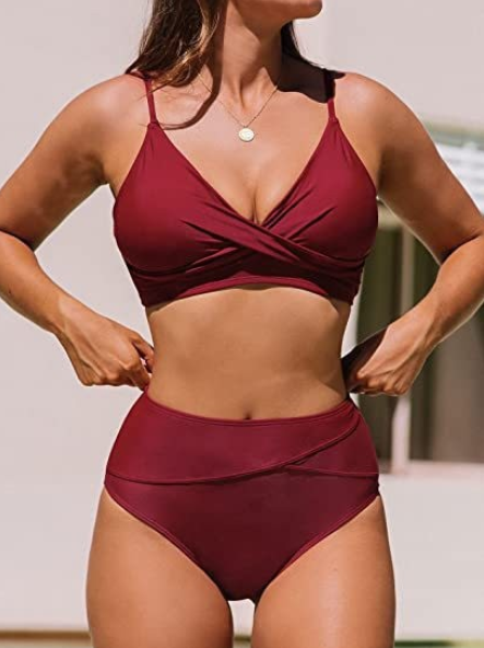 Supportive Ruched High-Waist Bikini Set