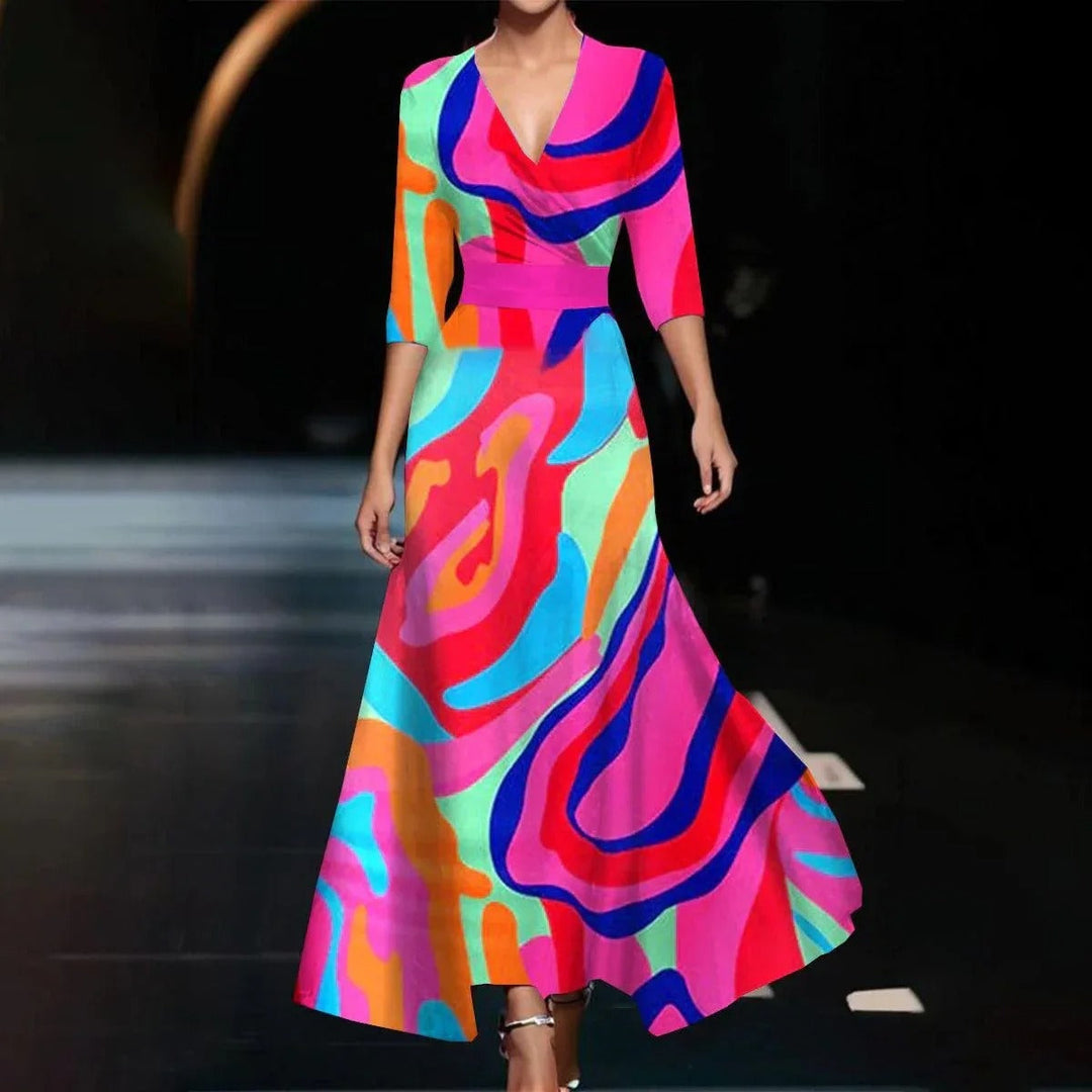 Aria™ | Elegant Floral Print Dress